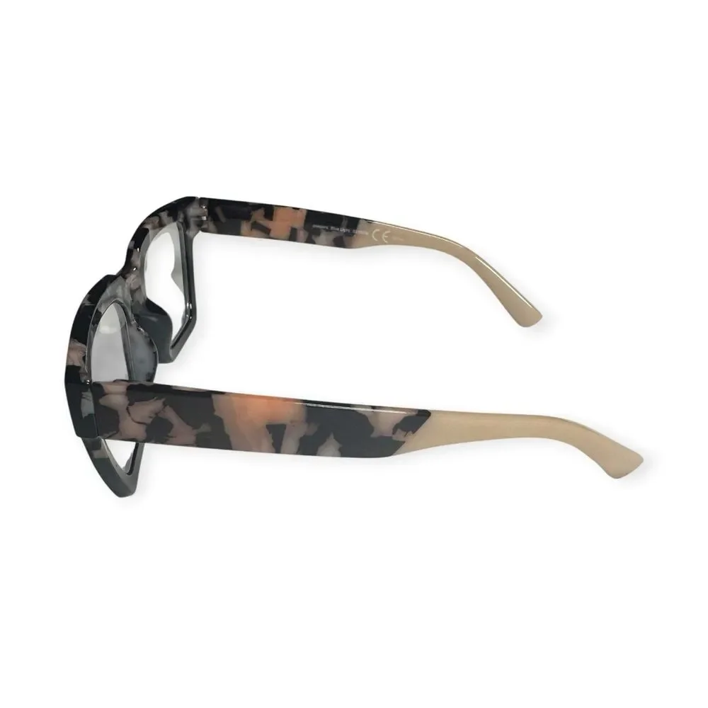 Peepers Take a Bow Tortoise Shell Eyeglasses Blue Light Large Frames Rectangle